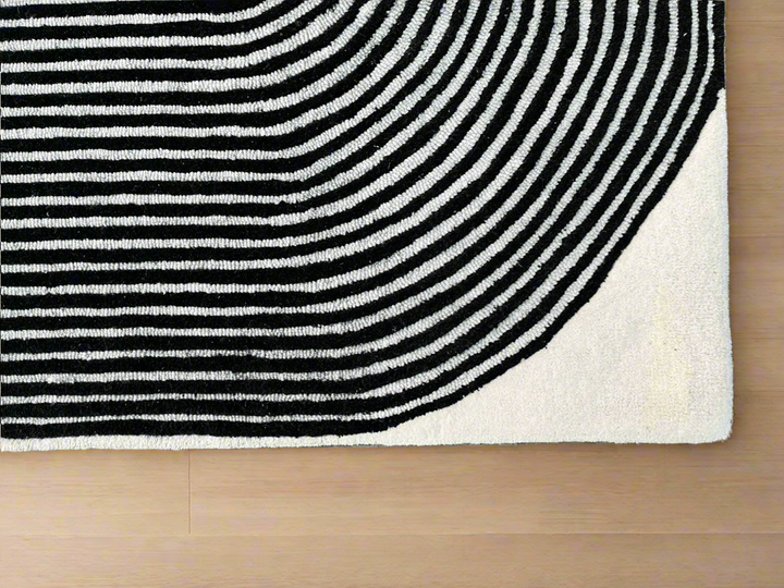 ARIA Viper Modern Rug 100% Wool Black/Ivory Hand Tufted Rug Rug