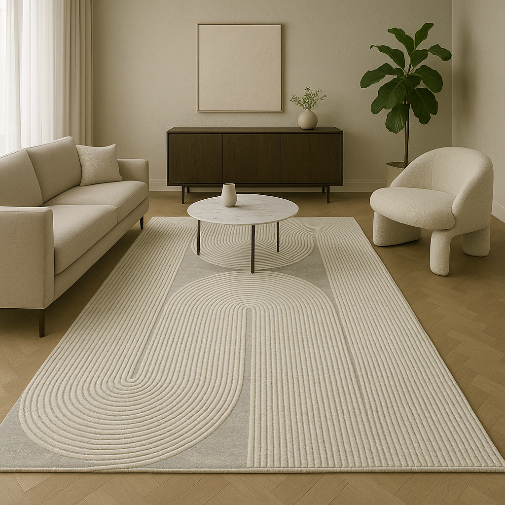 ARIA Viper Modern Rug 100% Wool Ivory Beige Hand Tufted Rug