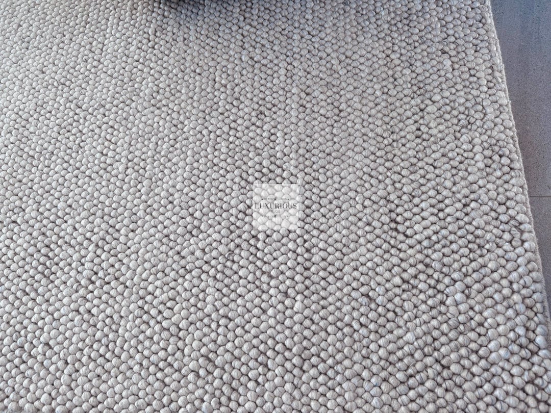 Pebbles Pure Wool Silver Stone Hand Woven Rug custom