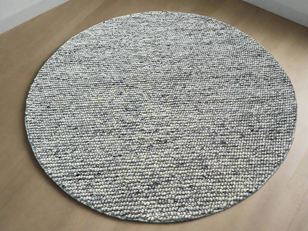 Pebbles Pure Oyster Wool Hand Woven Rug