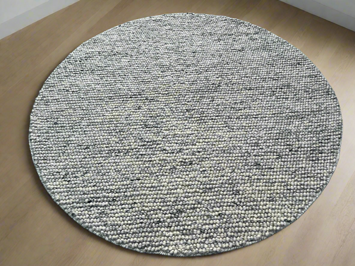 Pebbles Pure Oyster Wool Hand Woven Rug
