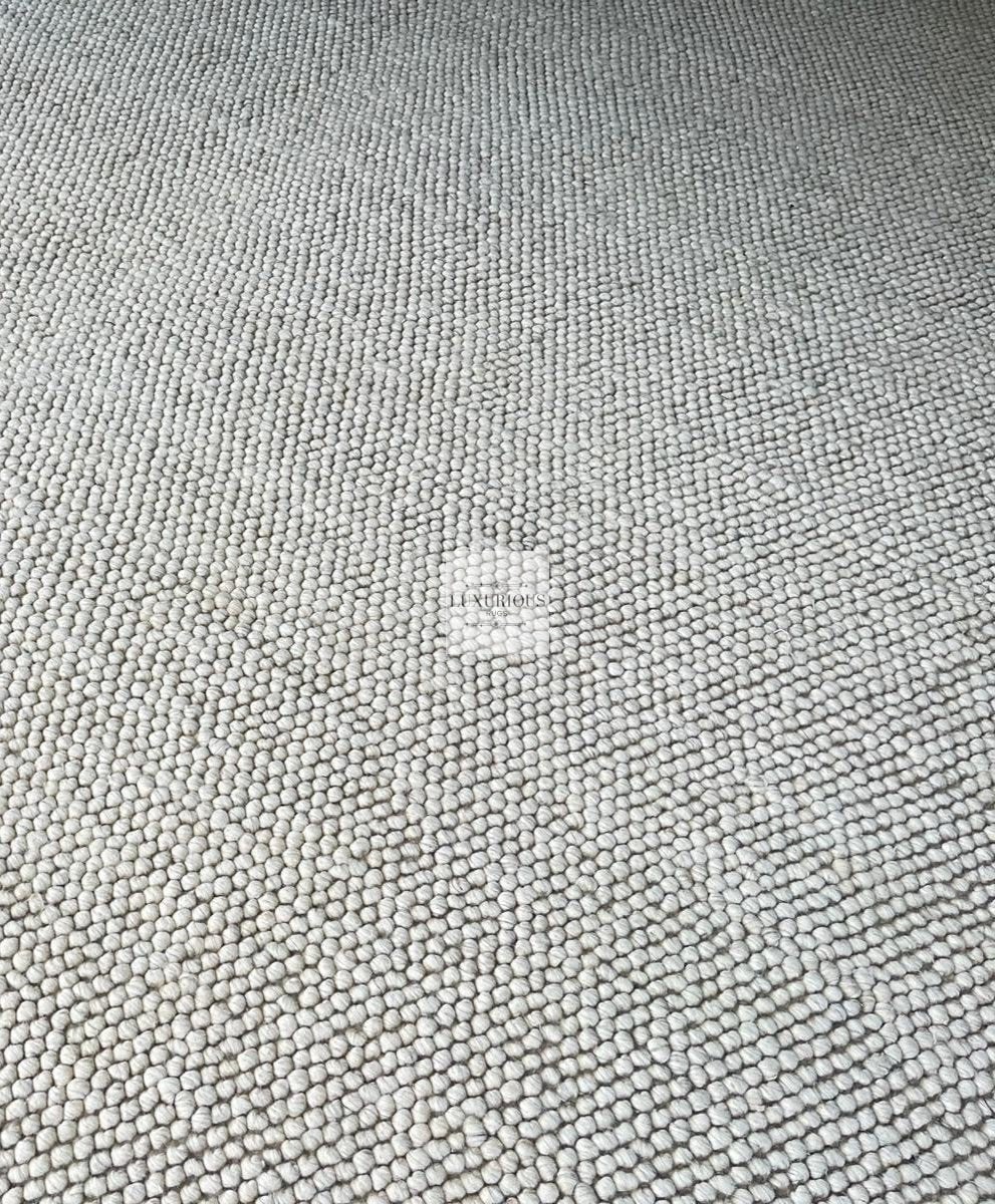 Pebbles Pure Wool Silver Stone Hand Woven Rug custom