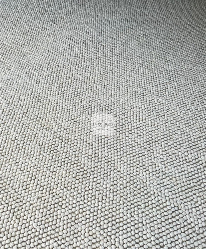 Pebbles Pure Wool Silver Stone Hand Woven Rug custom