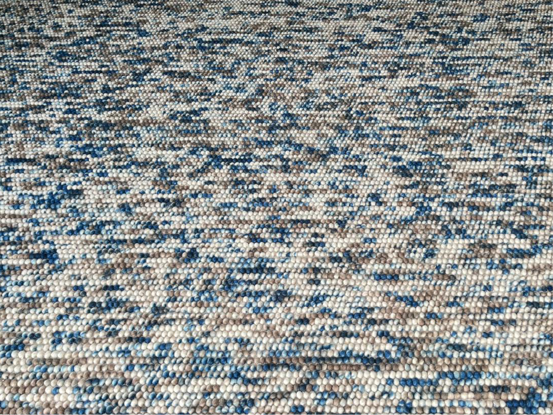 Pebble Blue Multi Color Hand-Woven Wool and Cotton Blend Rug