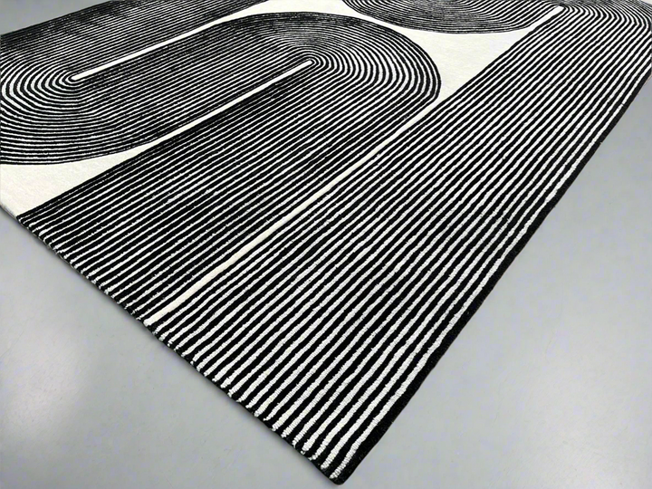 ARIA Viper Modern Rug 100% Wool Black/Ivory Hand Tufted Rug Rug