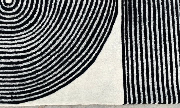 ARIA Viper Modern Rug 100% Wool Black/Ivory Hand Tufted Rug Rug