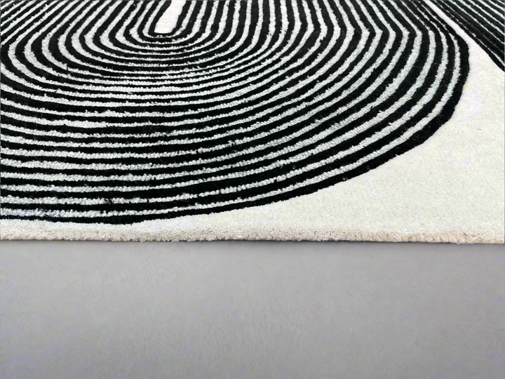 ARIA Viper Modern Rug 100% Wool Black/Ivory Hand Tufted Rug Rug