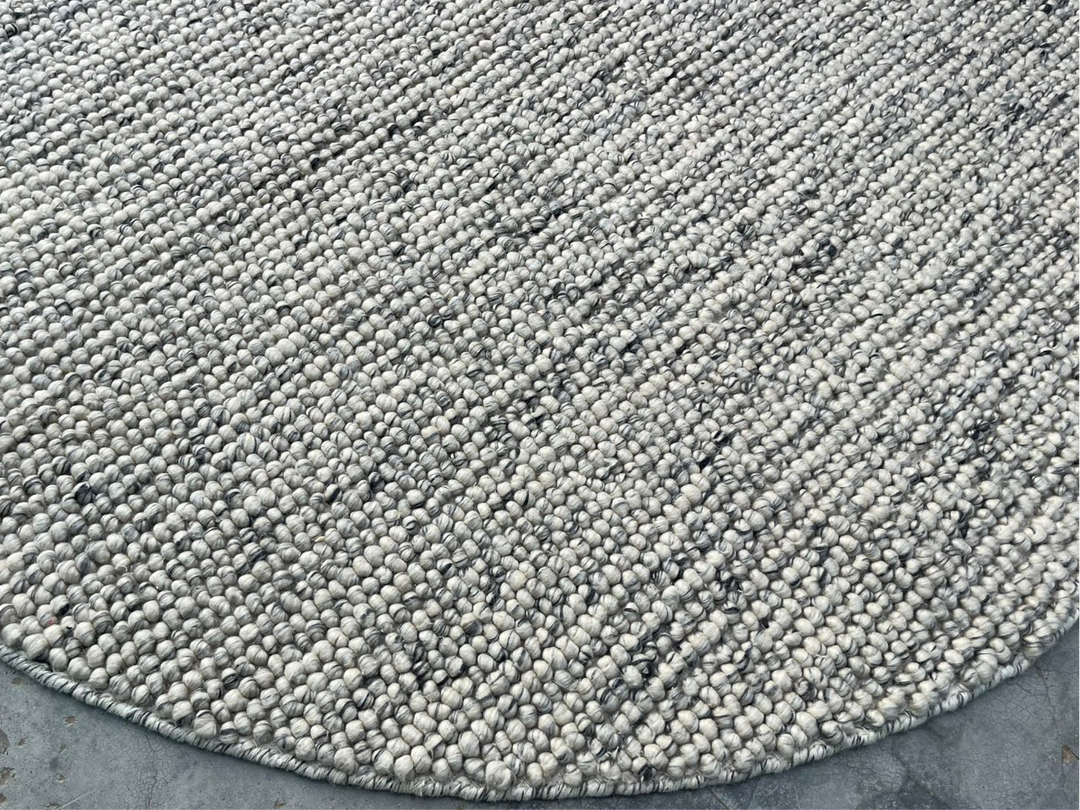 Pebbles Pure Oyster Wool Hand Woven Rug