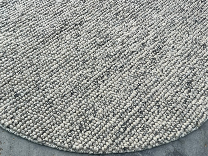 Pebbles Pure Oyster Wool Hand Woven Rug