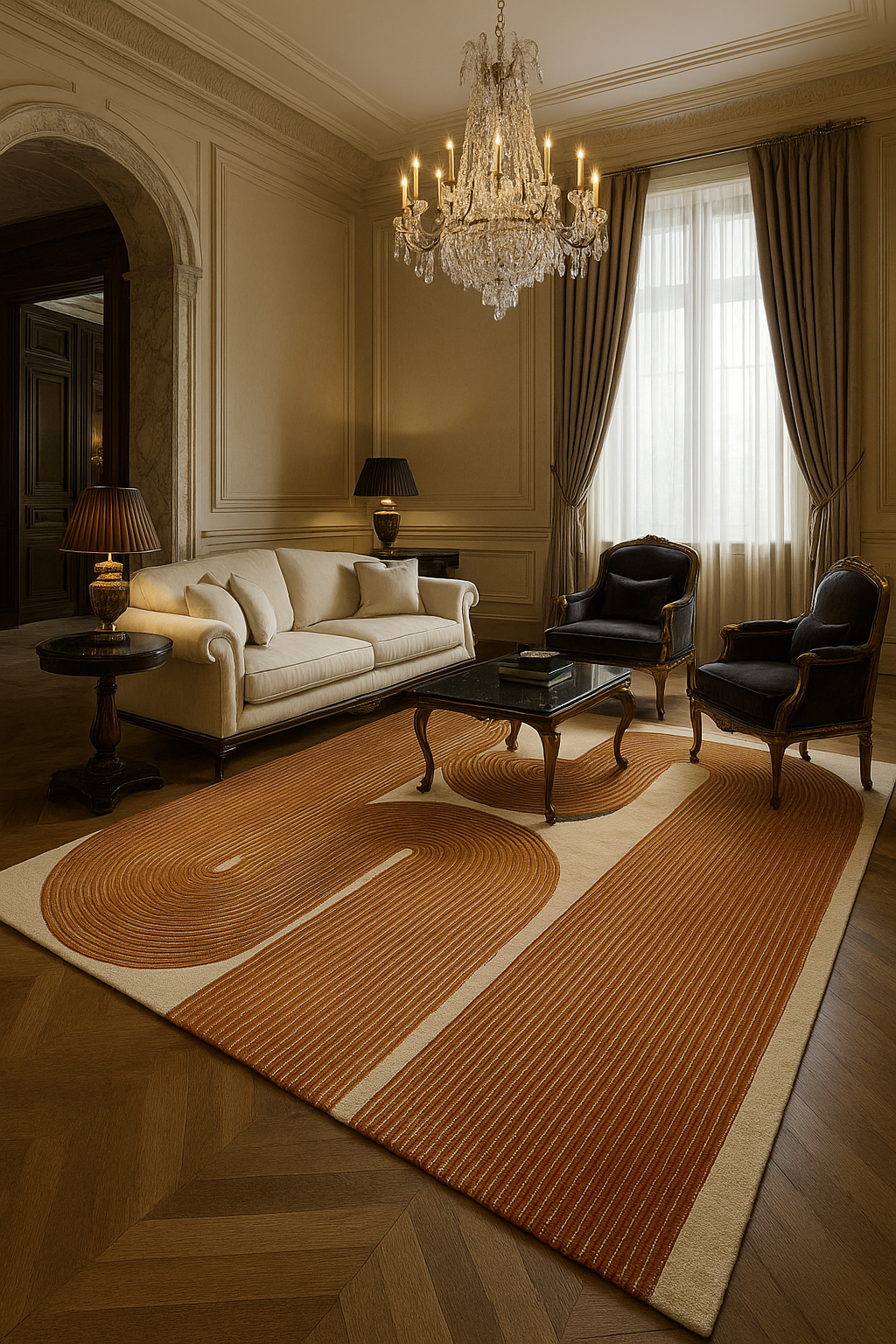 ARIA Viper Modern Rug 100% Wool Gold color Hand Tufted Rug