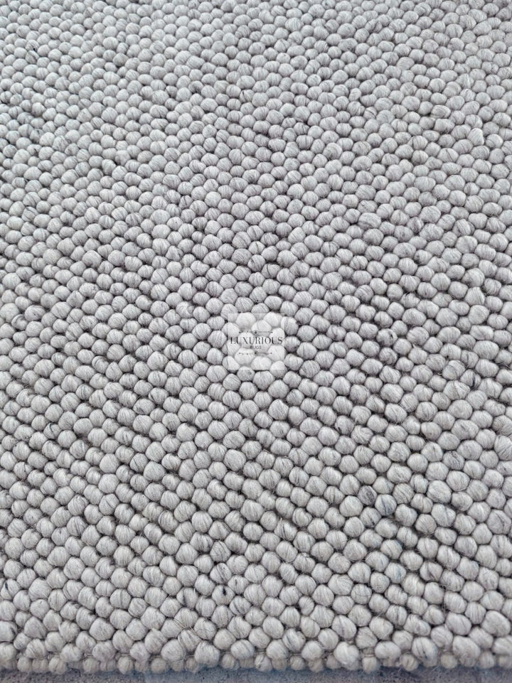 Pebbles Pure Wool Silver Stone Hand Woven Rug custom
