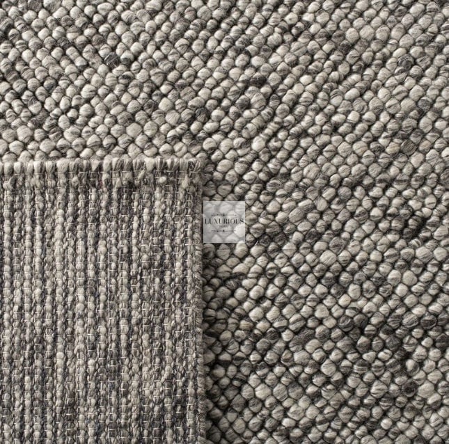Pebbles Pure Dark Grey Wool Hand Woven Rug custom