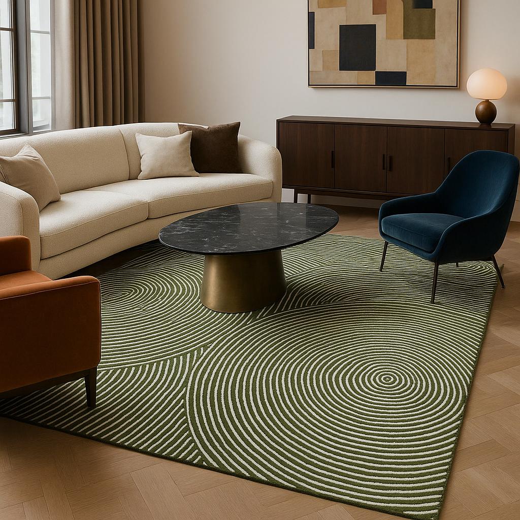Viper Modern Rug 100% Wool Green Hand Tufted Rug