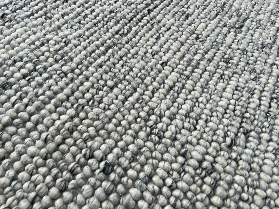 Pebbles Pure Oyster Wool Hand Woven Rug