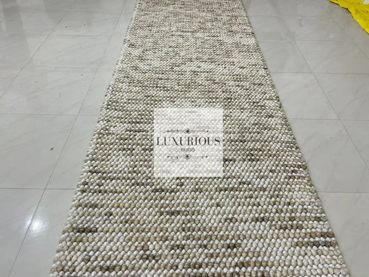 Pebbles Cherry Beige Stone River Hand Woven Wool Rug