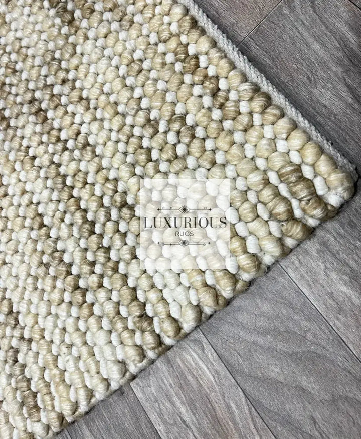 Pebbles Cherry Beige Stone River Hand Woven Wool Rug