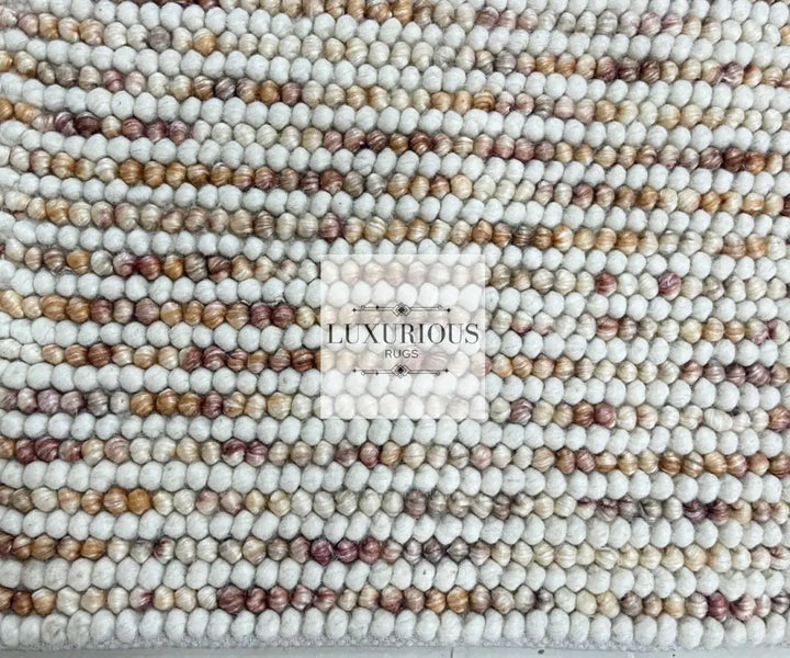 Pebbles Cherry Beige Stone River Hand Woven Wool Rug