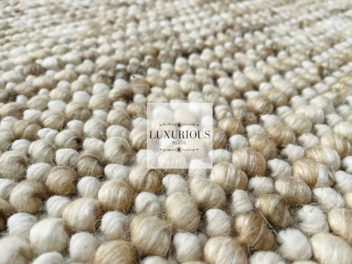 Pebbles Cherry Beige Stone River Hand Woven Wool Rug