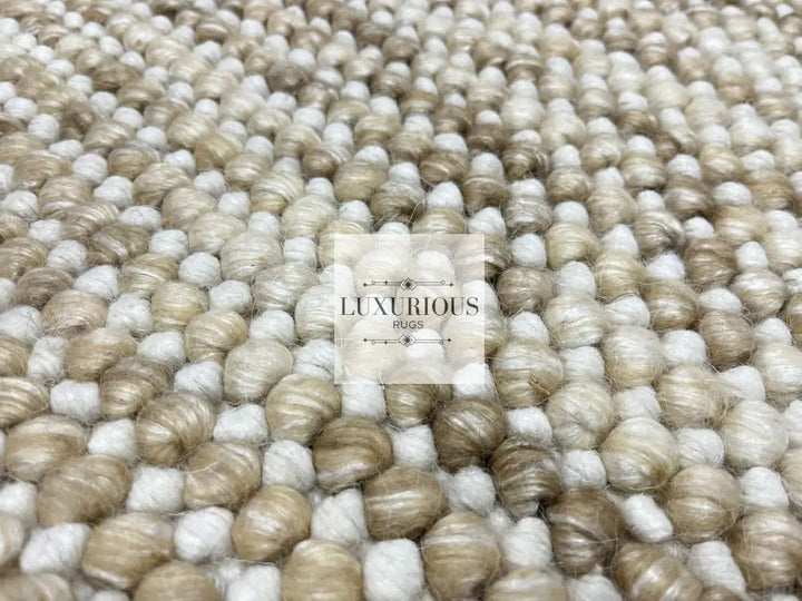 Pebbles Cherry Beige Stone River Hand Woven Wool Rug