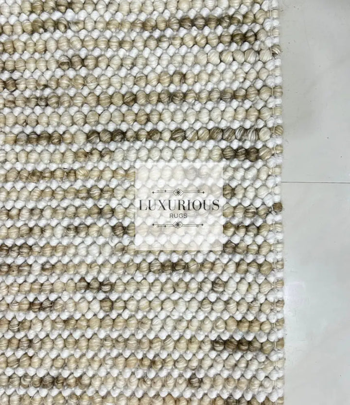 Pebbles Cherry Beige Stone River Hand Woven Wool Rug