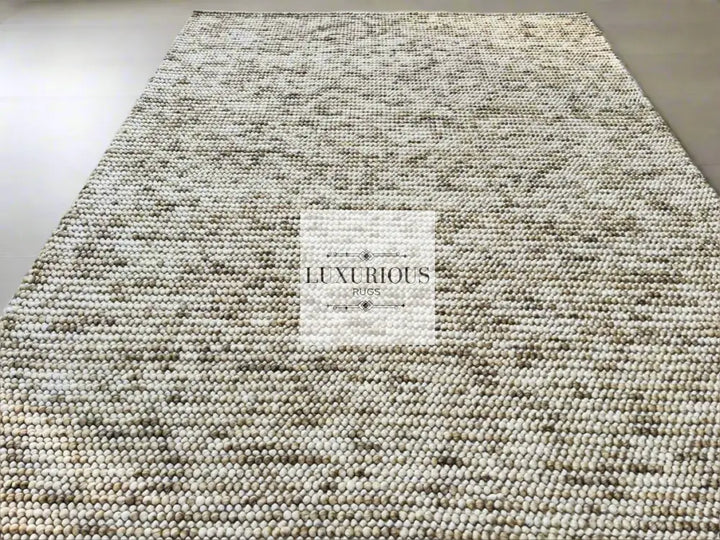 Pebbles Cherry Beige Stone River Hand Woven Wool Rug