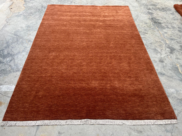 Dazzle Terracotta Flame Color Handloom Knotted Rug 100% Pure Wool
