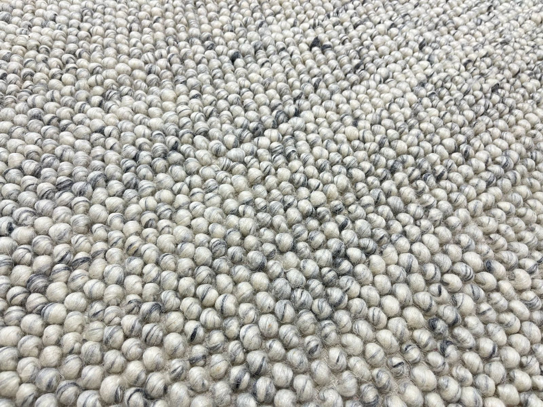 Pebbles Pure Oyster Wool Hand Woven Rug