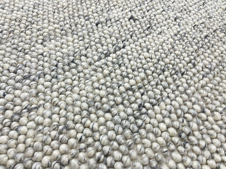Pebbles Pure Oyster Wool Hand Woven Rug