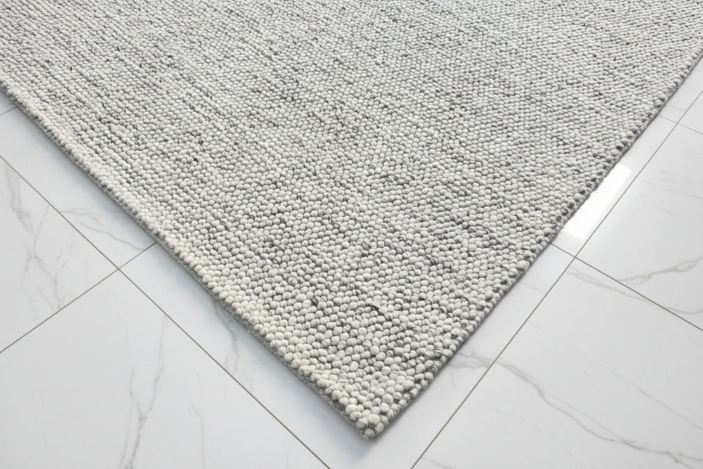 Pebbles Ice Ivory white Grey Hand-Woven wool Rug