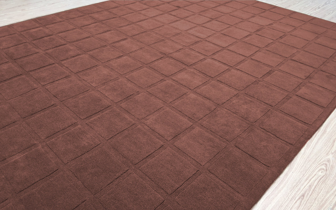 Forma Modern Rug 100% Wool Red Mahogany Color Hand Tufted Rug