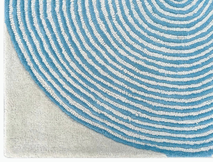 ARIA Viper Modern Rug 100% Wool Ocean Wave Blue Hand Tufted Rug