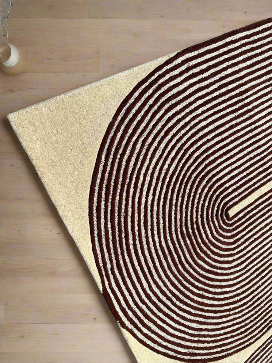 ARIA Viper Modern Rug 100% Wool Brown Hand Tufted Rug