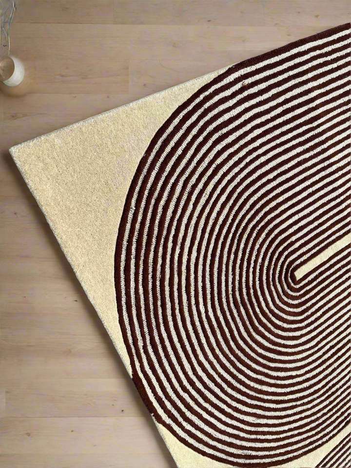 ARIA Viper Modern Rug 100% Wool Brown Hand Tufted Rug