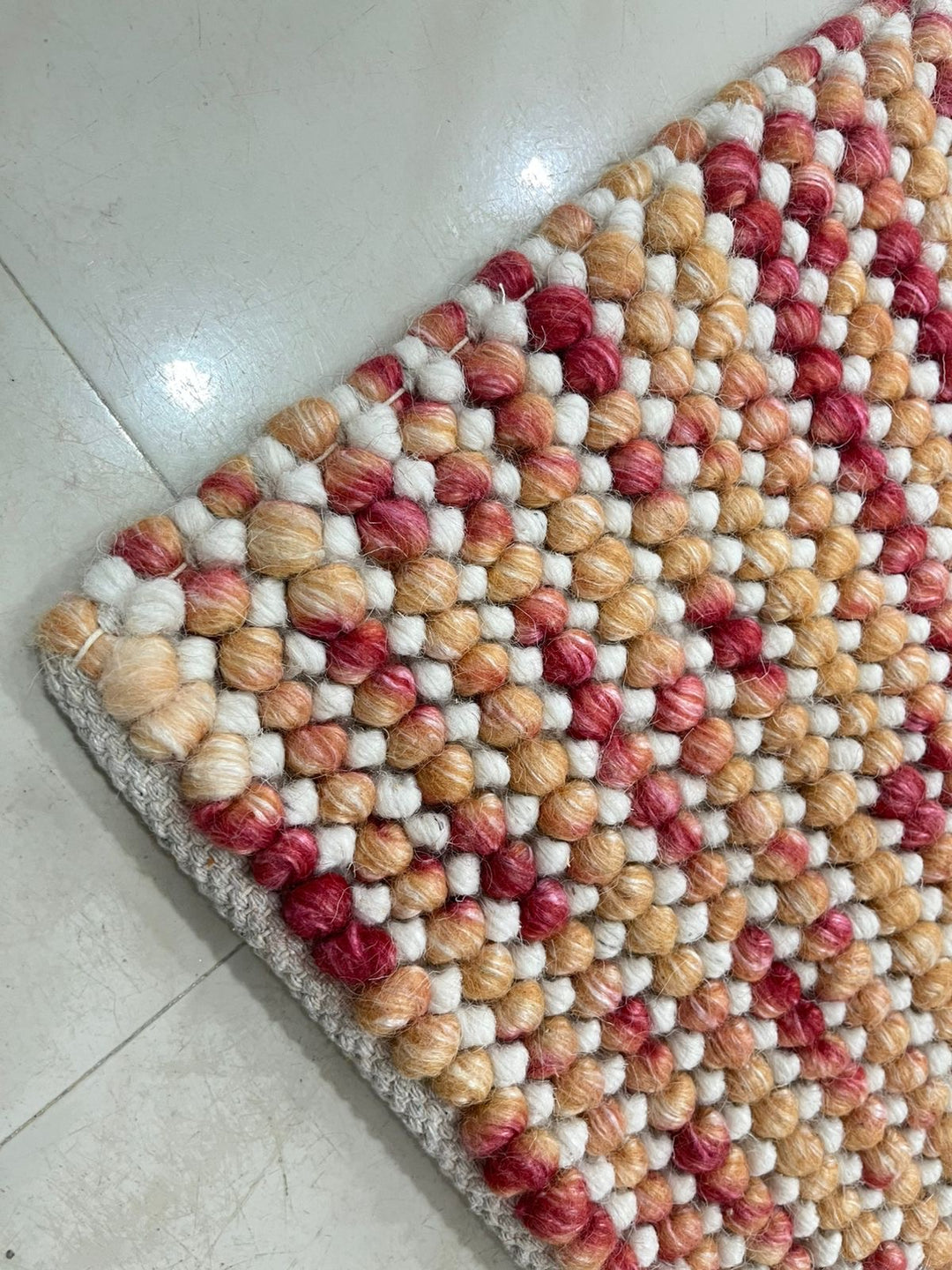 Pebbles Cherry Orange and Red Hand Woven Wool Rug