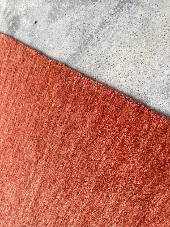 Dazzle Terracotta Flame Color Handloom Knotted Rug 100% Pure Wool