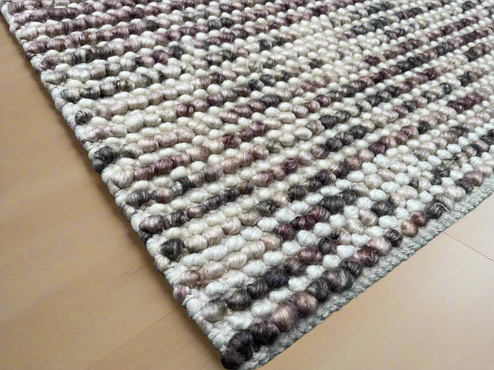 Pebbles Cherry Mosaic Ivory Drift Hand Woven Wool Rug