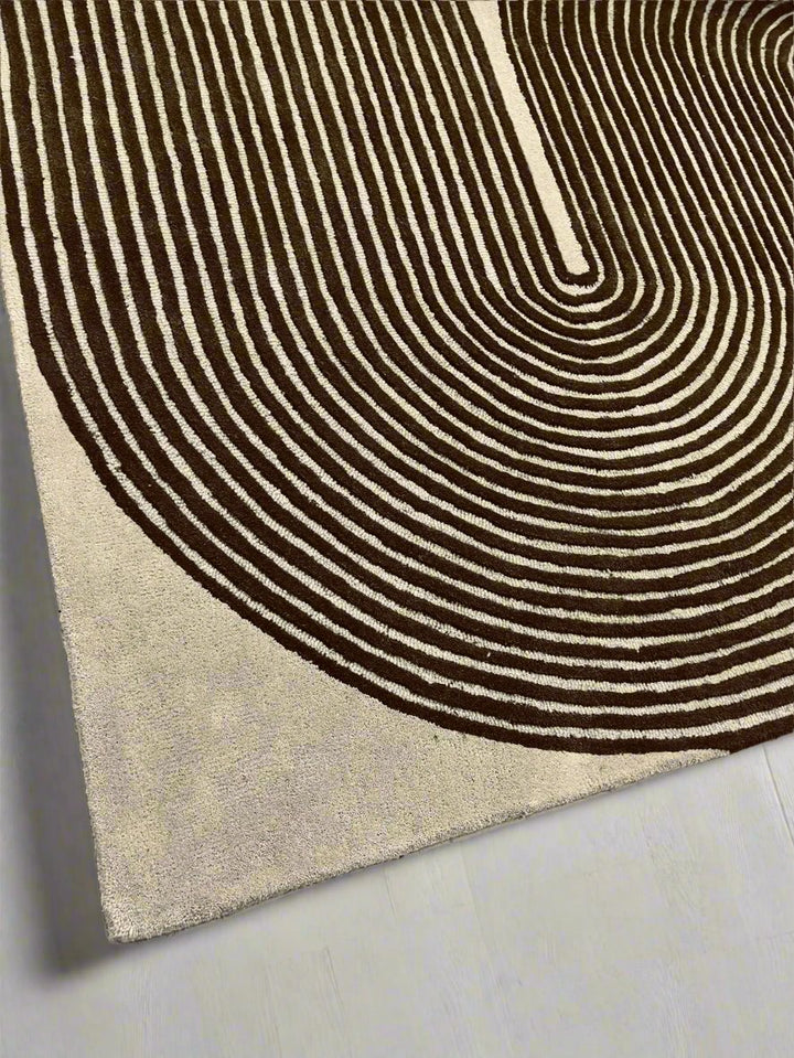 ARIA Viper Modern Rug 100% Wool Brown Hand Tufted Rug