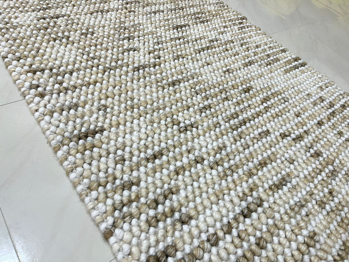 Pebbles Beige Stone River Hand Woven Wool Rug