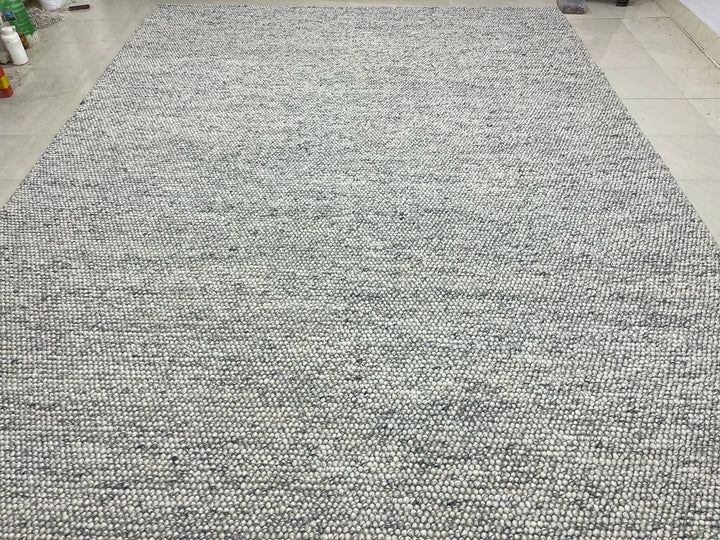 Pebbles Pure Oyster Wool Hand Woven Rug