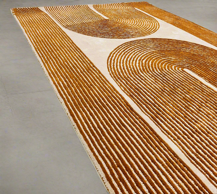 ARIA Viper Modern Rug 100% Wool Gold color Hand Tufted Rug