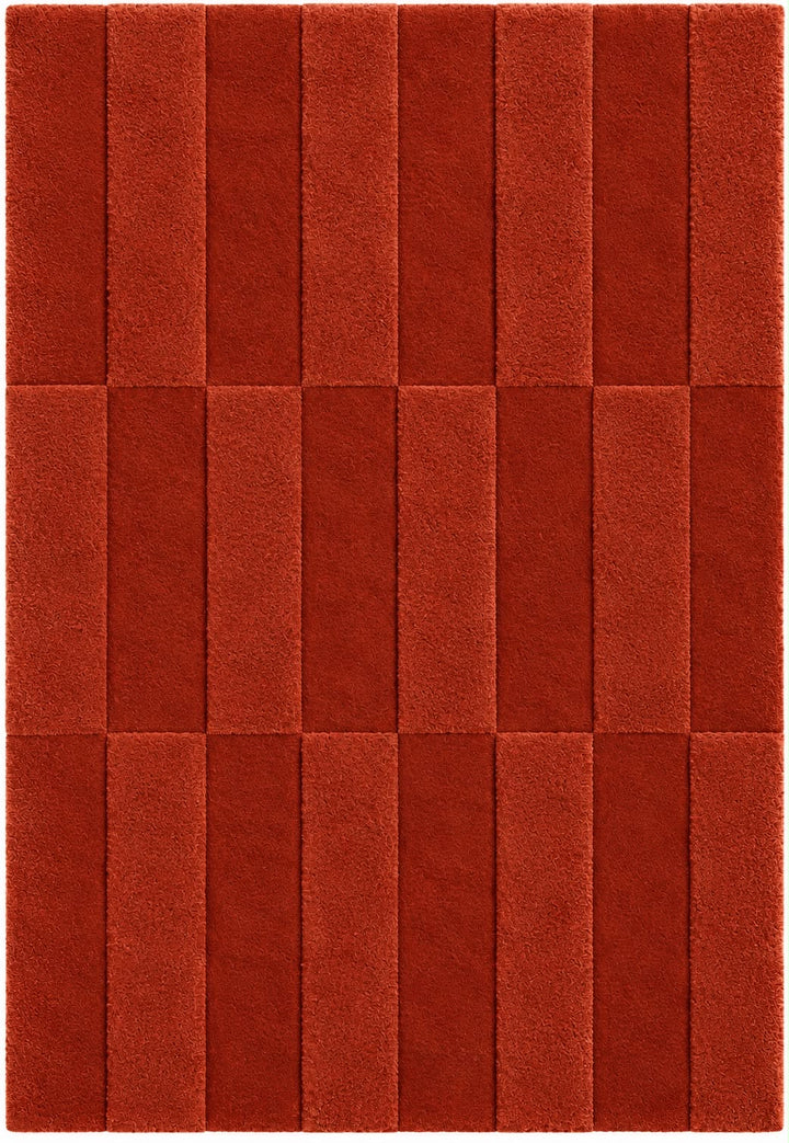 Aura Luxe Modern Rug 100% Wool Terracotta Flame Hand Tufted Rug