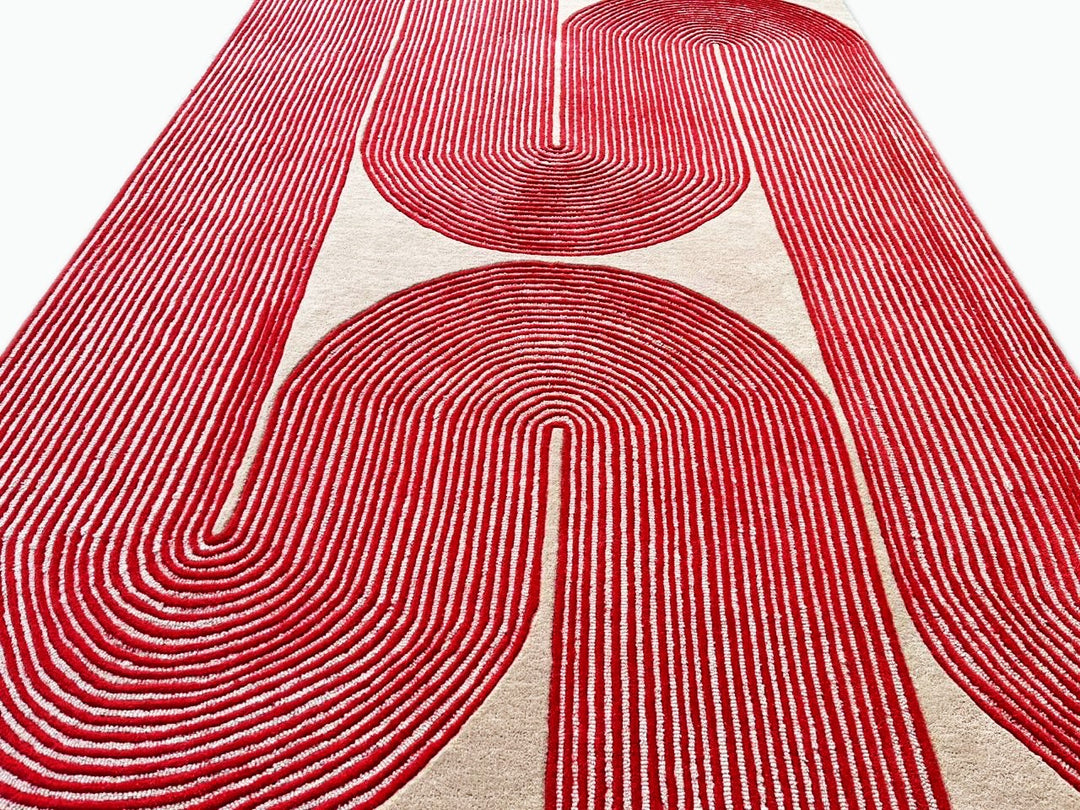 ARIA Viper Modern Rug 100% Wool Watermelon Hand Tufted Rug