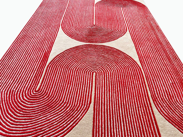 ARIA Viper Modern Rug 100% Wool Watermelon Hand Tufted Rug