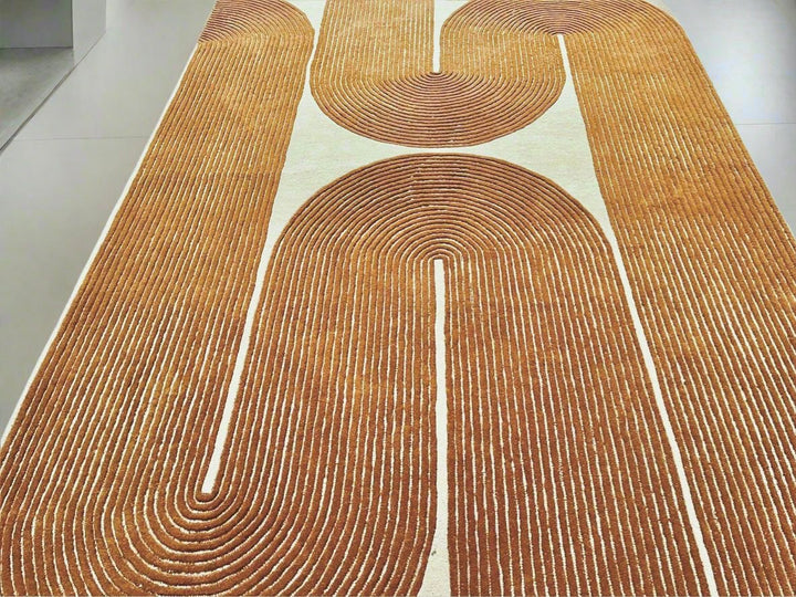 ARIA Viper Modern Rug 100% Wool Gold color Hand Tufted Rug