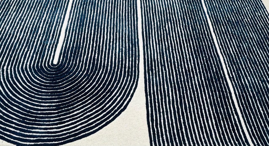 ARIA Viper Modern Rug 100% Wool Navy Blue Hand Tufted Rug