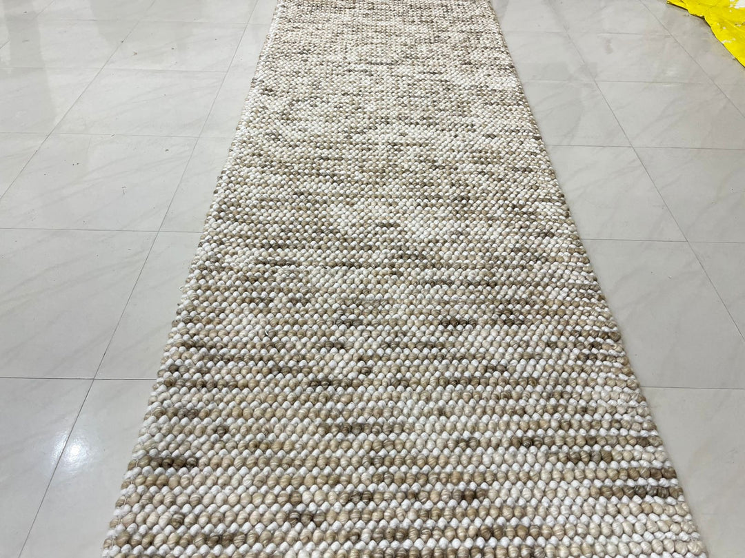 Pebbles Beige Stone River Hand Woven Wool Rug