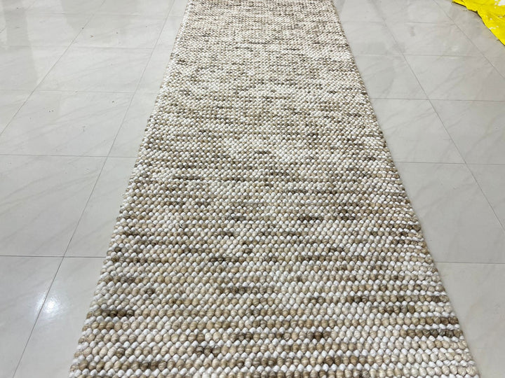 Pebbles Beige Stone River Hand Woven Wool Rug