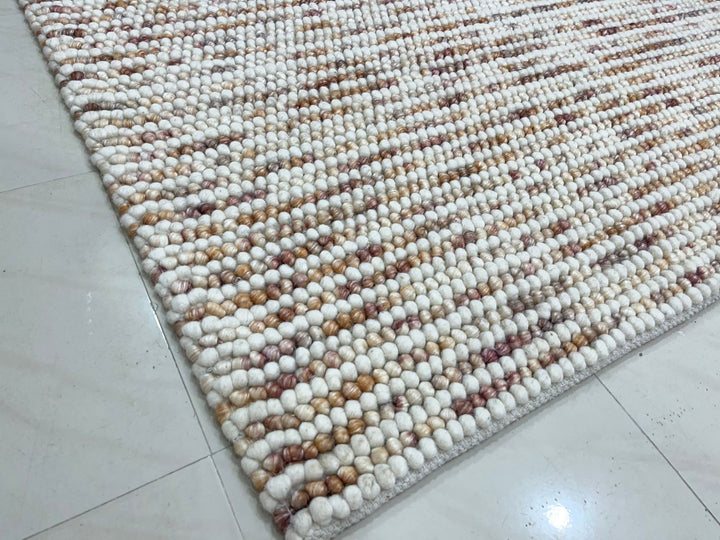 Pebbles Beige Stone River Hand Woven Wool Rug
