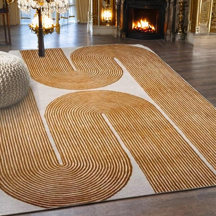 ARIA Viper Modern Rug 100% Wool Gold color Hand Tufted Rug