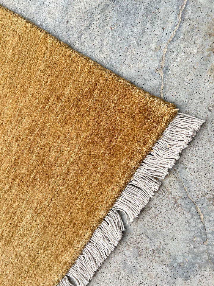 Dazzle Burnished Gold Color Handloom Knotted Rug 100% Pure Wool